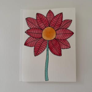 Handmade Watercolor Flower Blank Greeting Card
