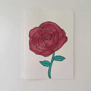 Handmade Watercolor Rose Blank Greeting Card