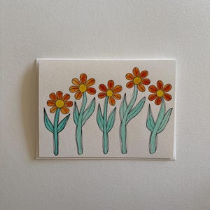 Hand Painted Watercolor Flower Blank Greeting Card