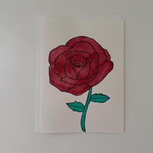 Handmade Watercolor Rose Blank Greeting Card