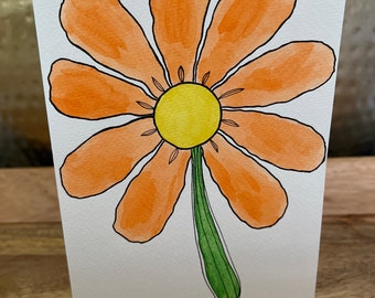 Hand Painted Watercolor Flower Card