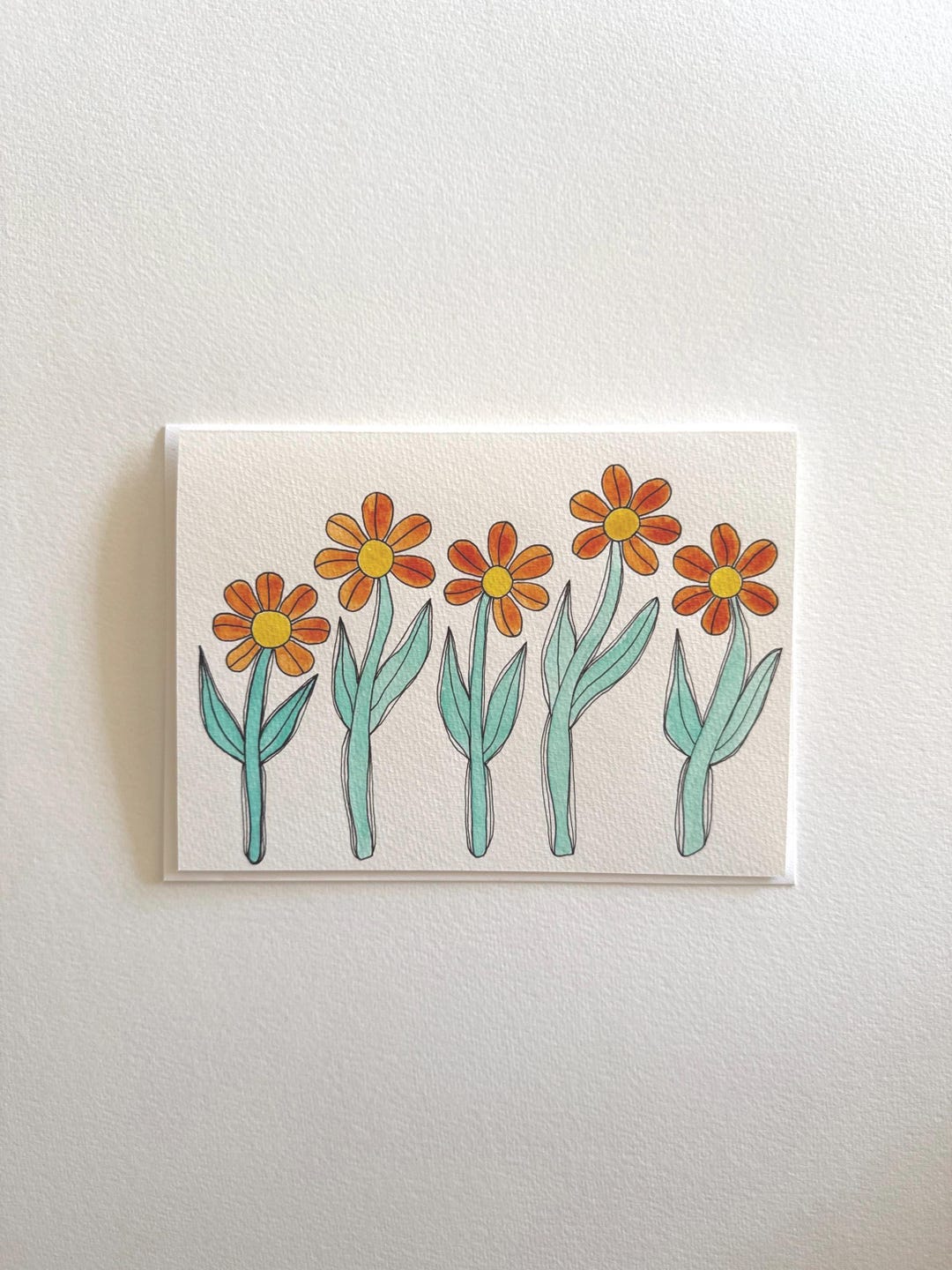 Hand Painted Watercolor Flower Blank Greeting Card - Etsy