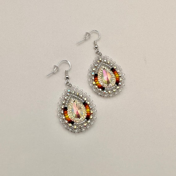 Handmade Teardrop Indigenous Style Beaded Earrings - Etsy