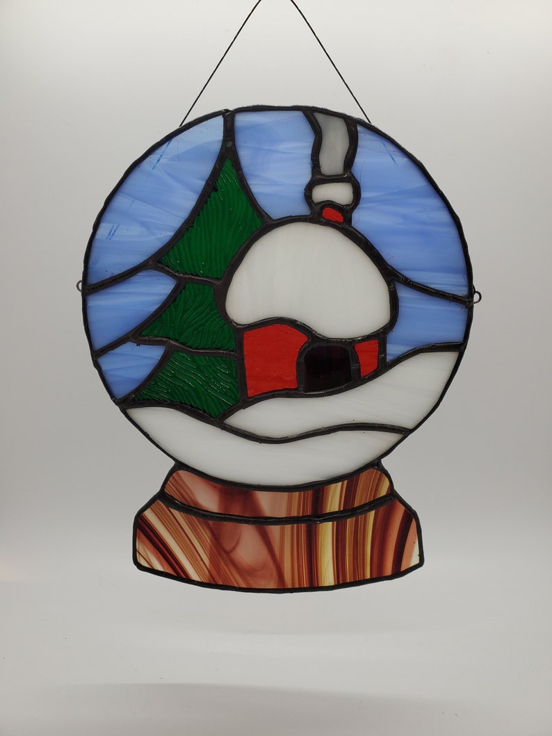 Stained Glass Snowglobe, Christmas Snowglobe, Winter Wonderland Snow