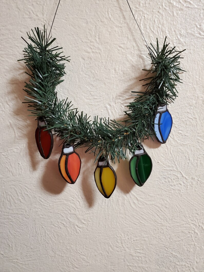 Stained Glass Christmas Lights Light Bulb Ornament Christmas Etsy