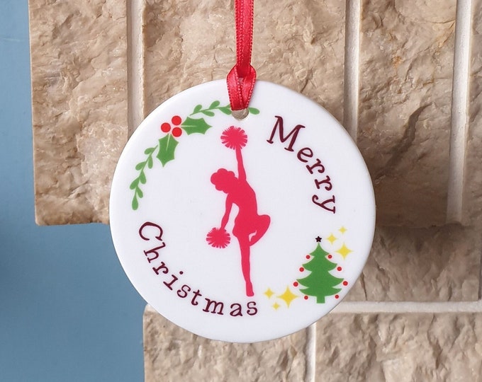 Cheerleader Christmas tree decoration with lovely Cheerleading themed Christmas design