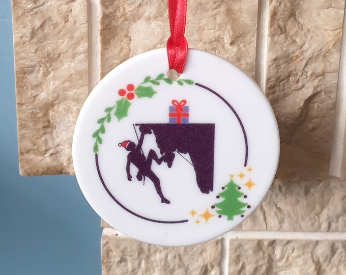 Rock Climbing Christmas tree decoration with lovely Rock climber Christmas design