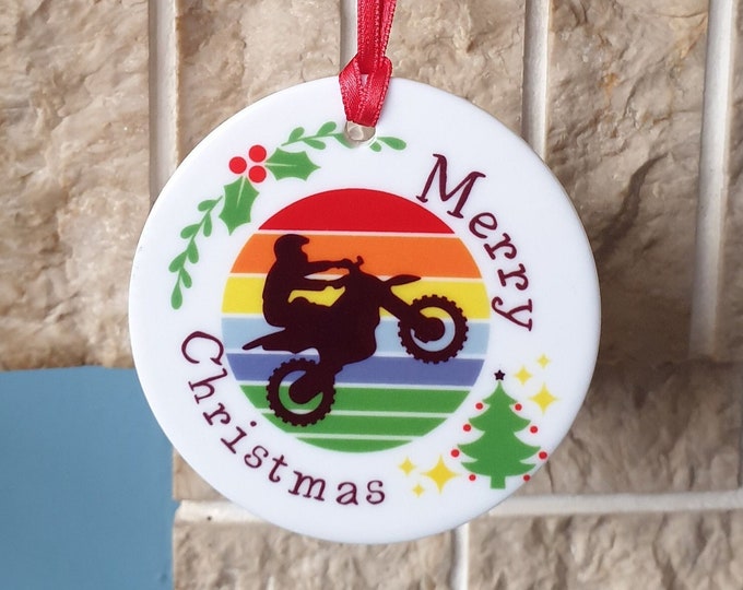 Motocross Christmas tree decoration with lovely Christmas design