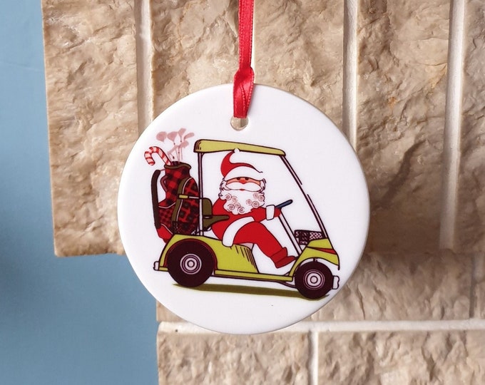Golf cart ceramic Christmas tree decoration