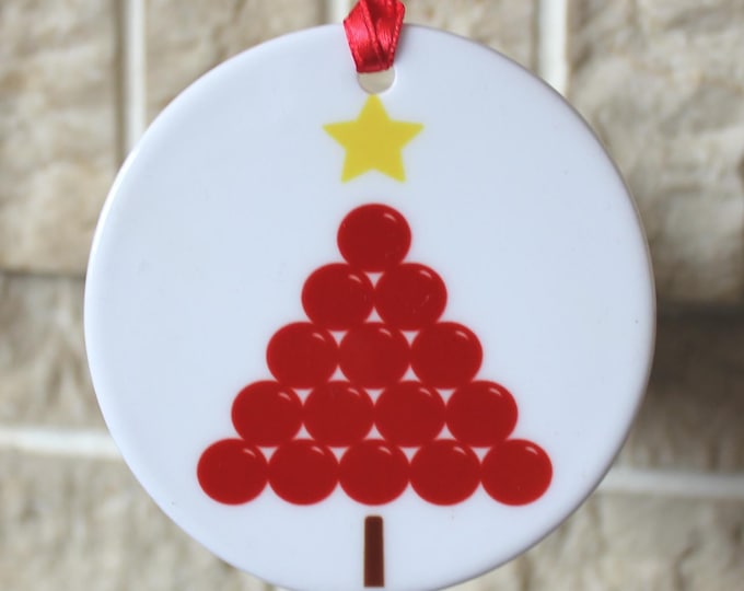 Snooker themed ceramic Christmas tree decoration
