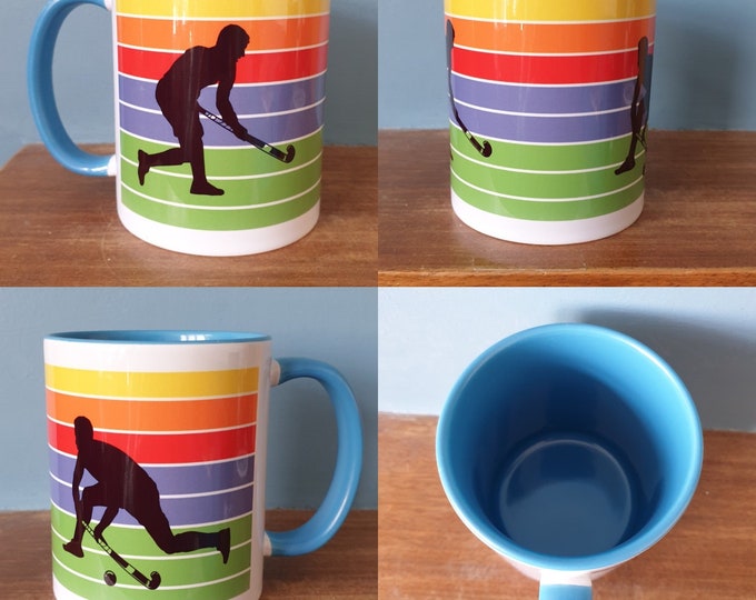 Hockey mug with lovely Hockey and sunset design
