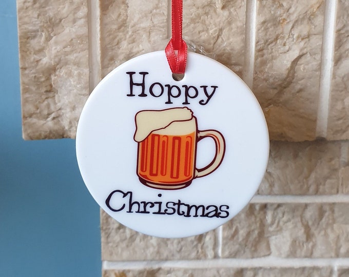 Hoppy Christmas tree decoration with lovely beer themed Christmas design