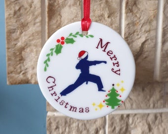 Karate Christmas tree decoration with lovely Karate themed Christmas design