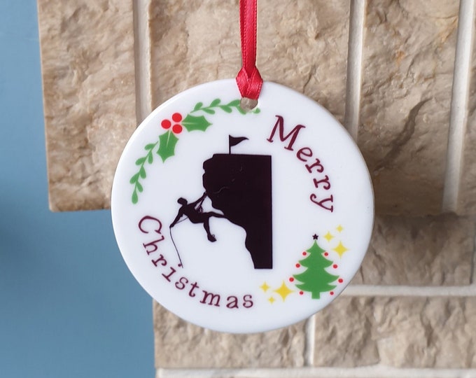 Rock Climbing Christmas tree decoration with lovely Rock climber Christmas design