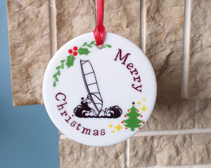Windsurfing Christmas tree decoration with lovely Windsurfer Christmas design