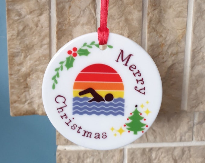 Swimming Christmas tree decoration with lovely Swimmer Christmas design