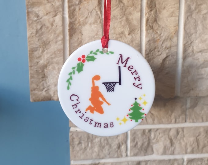 Basketball Christmas tree decoration with lovely Basketball player Christmas design