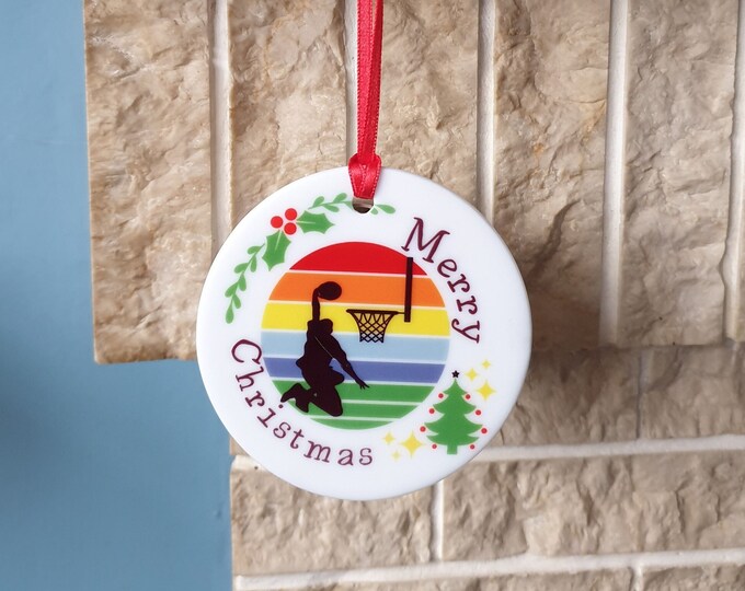 Basketball Christmas tree decoration with lovely Basketball player Christmas design