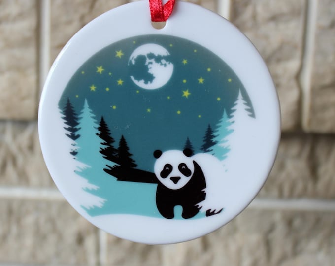 Panda ceramic Christmas tree decoration