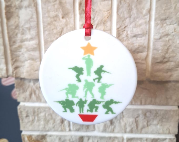 Army Christmas tree decoration with lovely soldier Christmas design