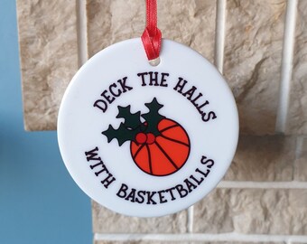 Basketball ceramic Christmas tree decoration - Deck the halls with Basketballs