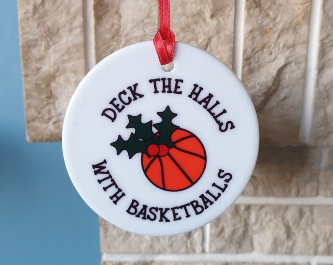 Basketball ceramic Christmas tree decoration - Deck the halls with Basketballs