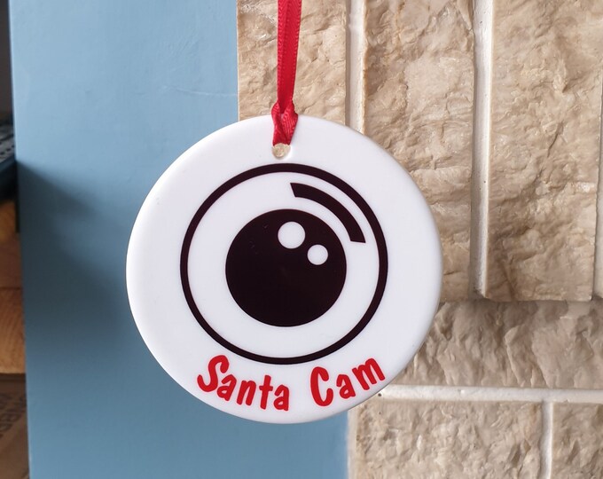 Funny Santa Cam ceramic Christmas tree decoration