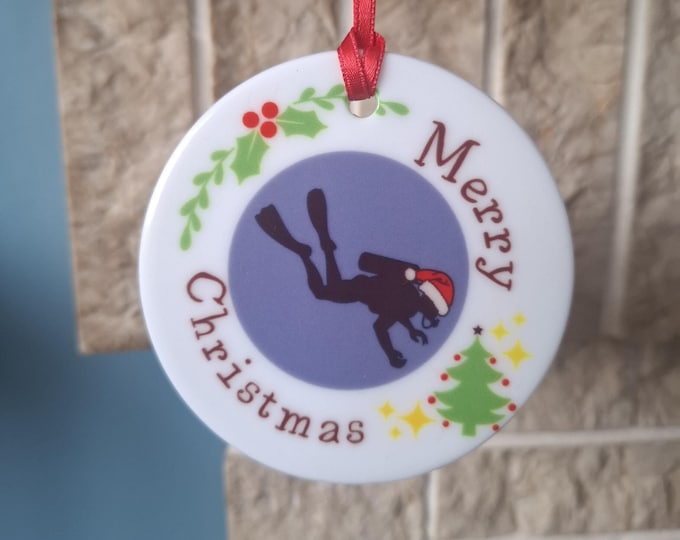 Scuba Diving ceramic Christmas tree decoration