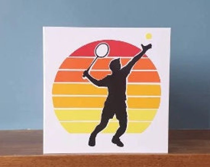 Tennis sunset birthday card / greetings card. Ideal for all tennis fans!