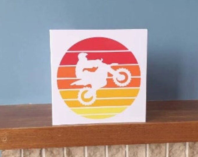 Motocross sunset birthday card / greetings card. Ideal for all motocross fans!