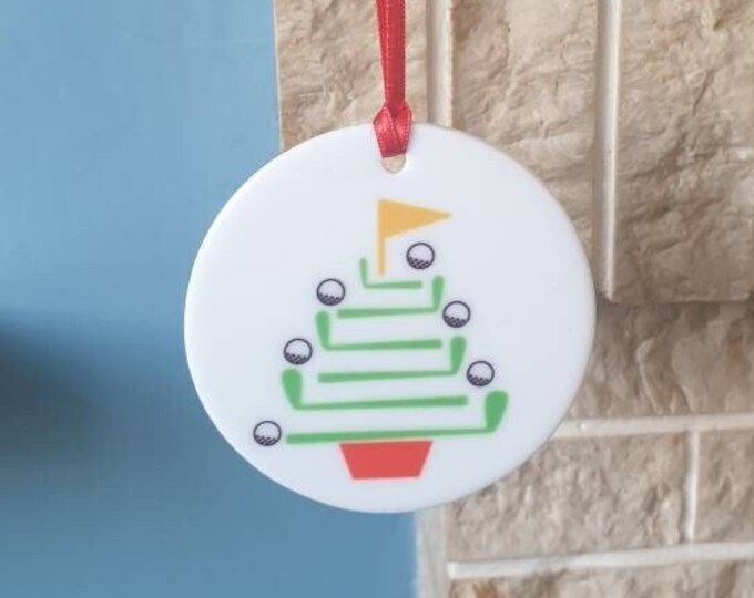 Golf themed ceramic Christmas tree decoration