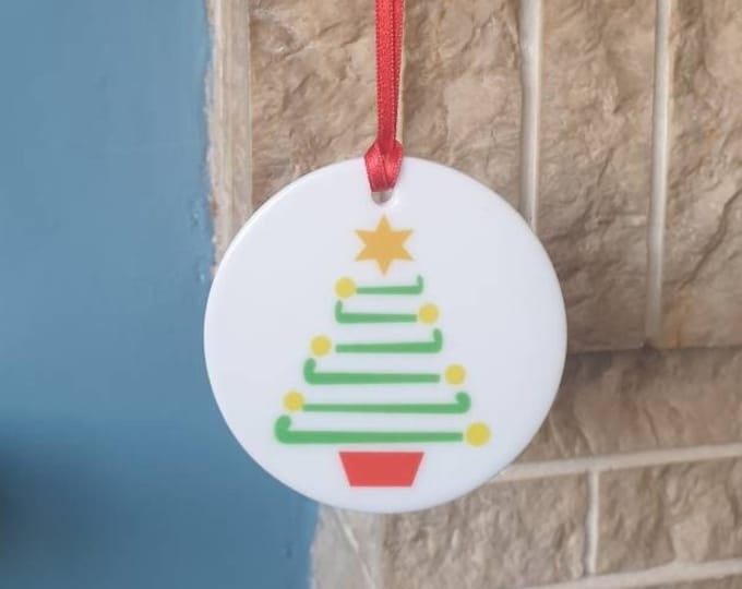 Hockey sticks themed ceramic Christmas tree decoration