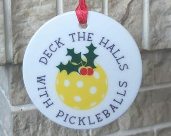 Pickleball ceramic Christmas tree decoration - Deck the halls with Pickleballs