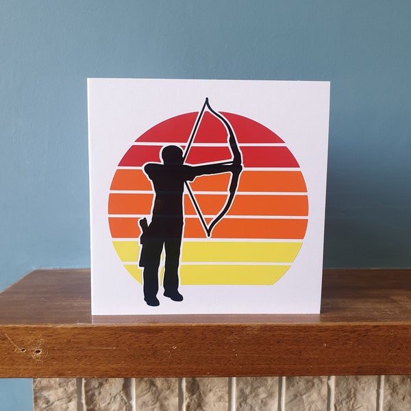 A handmade cut out design Archery / Archer Birthday / greetings card.