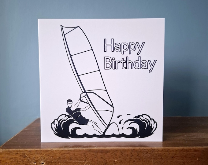 Wind Surfing, Windsurfer birthday card / greetings card. Ideal for all water sports lovers!
