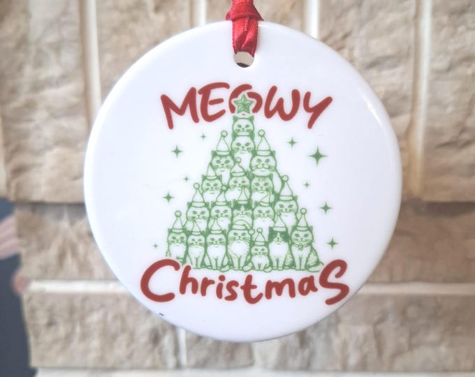 Cat ceramic Christmas tree decoration