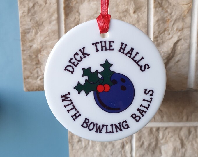 Bowling ceramic Christmas tree decoration - Deck the halls with Bowling balls
