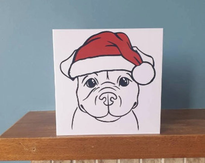 Dog / French bulldog / bulldog with Santa's hat Christmas card / greetings card