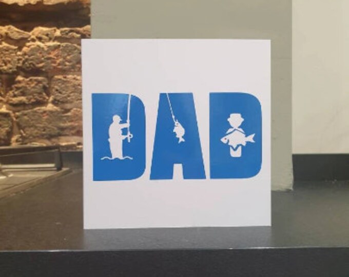A unique / special Handmade cut out design Dad's fishing birthday / greetings card/Father's Day card. Ideal for all dad's and fishing fan's!
