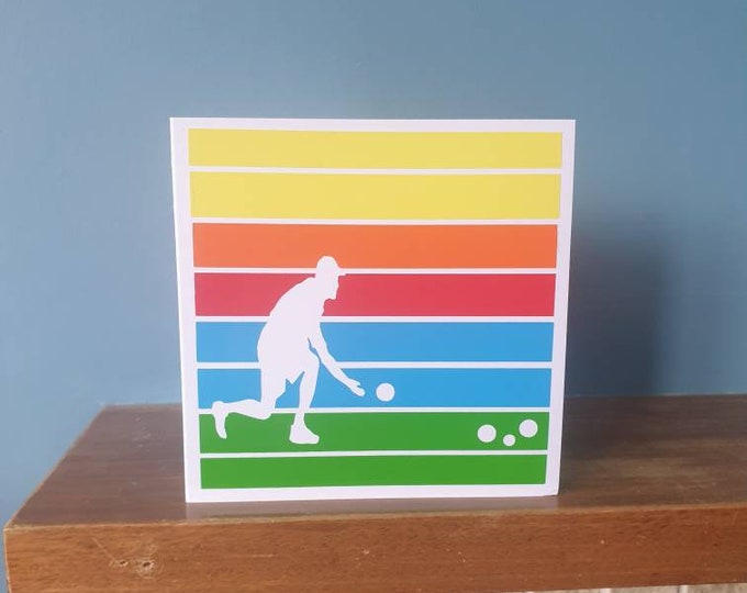 Lawn Bowling sunset birthday card / greetings card. Ideal for all Lawn Bowls fans!