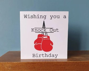 A handmade Boxing theme Birthday greetings card. Ideal for all sports lovers!