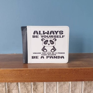 Carteira de cartão de couro sintético com tema de panda