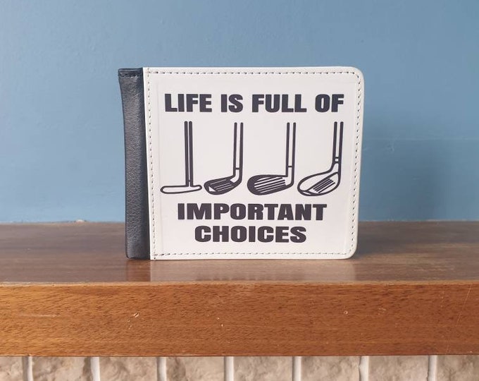 Golf themed faux leather card wallet
