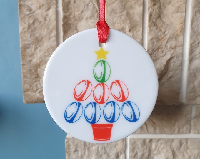 Rugby Ball ceramic Christmas tree decoration