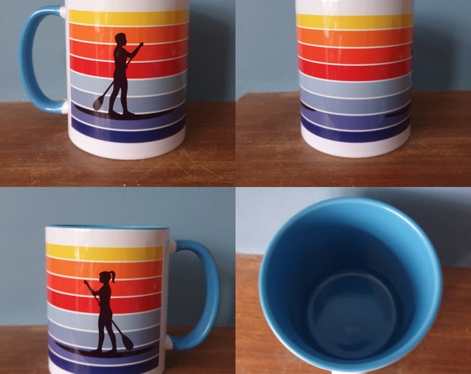 Paddleboarding mug with lovely Paddleboarders and sunset design