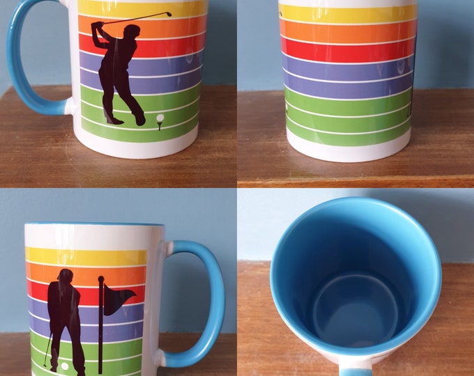 Golf mug with lovely Golfer and sunset design