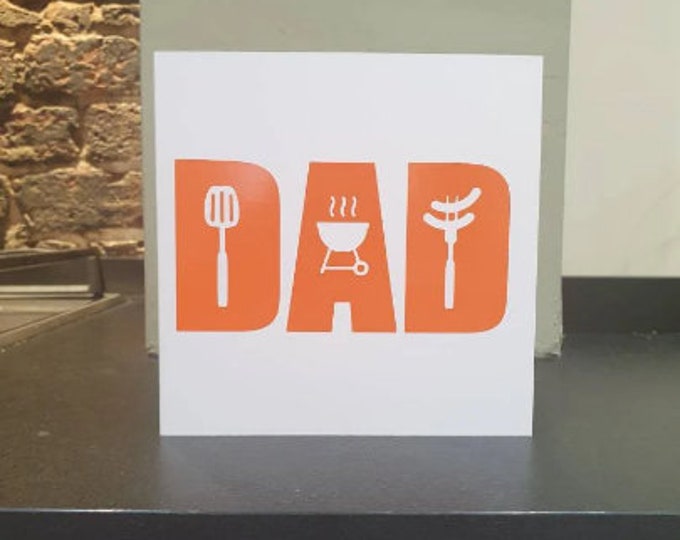 Dad cooking birthday / greetings card/ Father's Day card with a barbecue / BBQ theme. Ideal for all dad's!