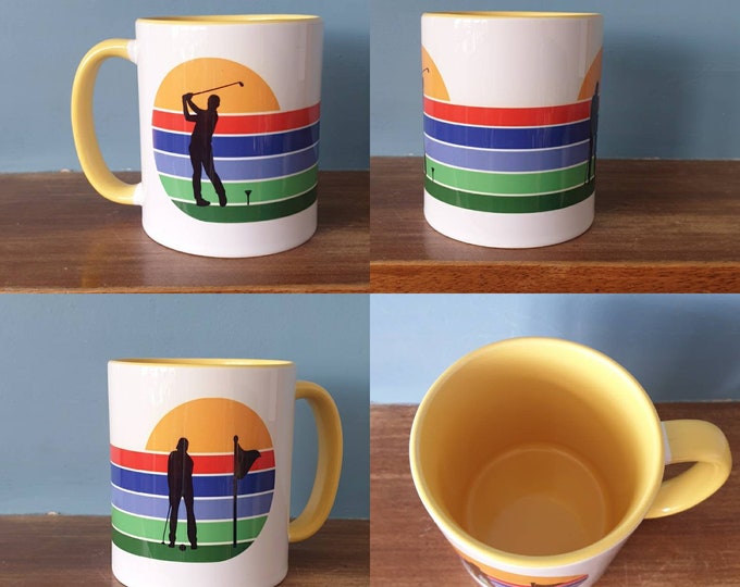 Golf mug with lovely Golfer and sunset design