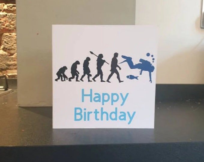 A handmade cut out design Scuba Diving Birthday / greetings card. Ideal for all sports lovers!