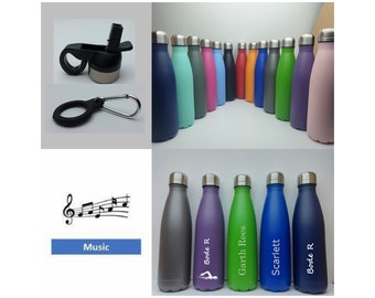 Music Stainless Steel 500ml Water bottle personalised with a name and a Musician, Musical themed design